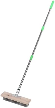 GOWENIC Floor Brush with Telescopic Handle, Stainless Steel Wire Scrubbing Brush by GOWENIC