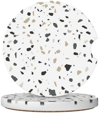 Terrazzo Marble Car Cup Holder Coaster 2 Pack Absorbent Ceramic Car Coasters by OHZOLLAN