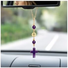 Amethyst Cross Car Hanging Ornament by RisyfjewJewelry