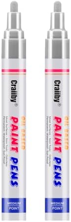 Silver Paint Markers, 2 Pack Oil-Based Waterproof Quick Dry Permanent Paint Pen by Craiiby