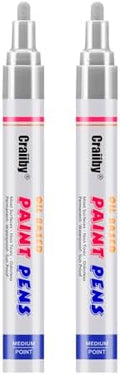 Silver Paint Markers, 2 Pack Oil-Based Waterproof Quick Dry Permanent Paint Pen by Craiiby