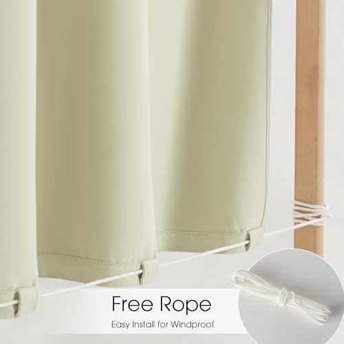 NICETOWN Outdoor Curtains Windproof Adhesive Top W66xL90 Light Beige - Image 3