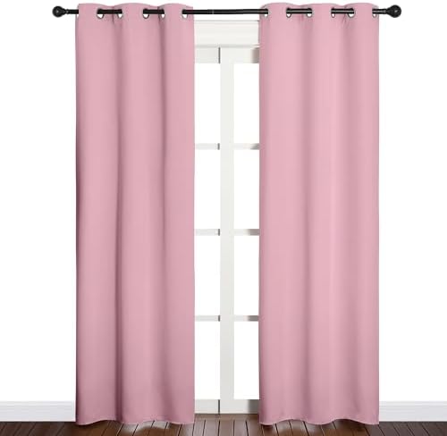 NICETOWN Window Curtain Panels, 1 Pair, 34 by 84-inch, Crystal Pink - Image 2