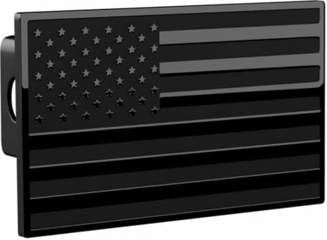 Black American Flag Metal Trailer Hitch Cover - Image 5
