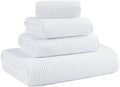MICROFI Waffle Weave Bath Towel Set, Microfiber, 4 Pieces, Quick Dry, by Unknown