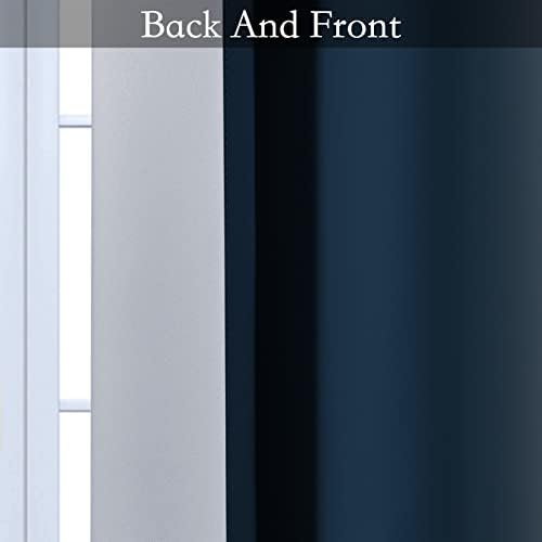 SimpleHome Ombre Navy Blue to Grey White Curtains - Image 5