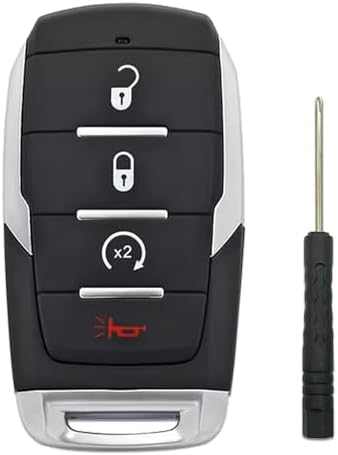 Key Fob Cover Replacement for 2019-2024 Ram 1500, 4-Button Remote Start Key by DLGHPO