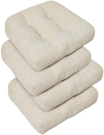 downluxe Chair Cushions for Dining Chairs 4 Pack, Tufted Indoor Chair Pads by Downluxe