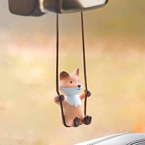 YGMONER Cute Swinging Fox Car Rear View Mirror Hanging Accessories Funny Car by YGMONER