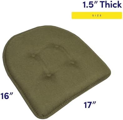 Sweet Home Collection Chair Cushion Memory Foam Pads Tufted Slip Non Skid - Image 2