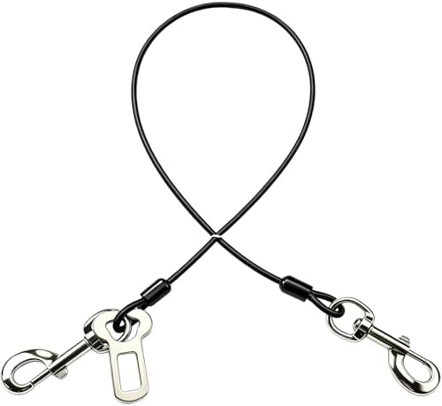 Dog Seat Belt Harness for Car, No Chew Tether Cable Vehicle Dogs Accessories by MiMetty