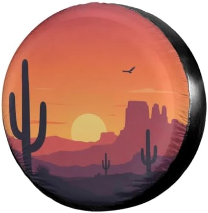 Desert Sunset Cactus Spare Tire Cover Dust-Proof Wheel Tire Cover Fit Trailer by Foruidea