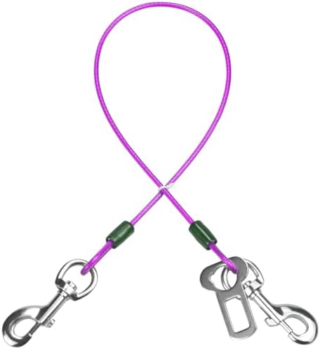Dog Seat Belt Harness for Car, No Chew Tether Cable Vehicle Dogs Accessories by MiMetty