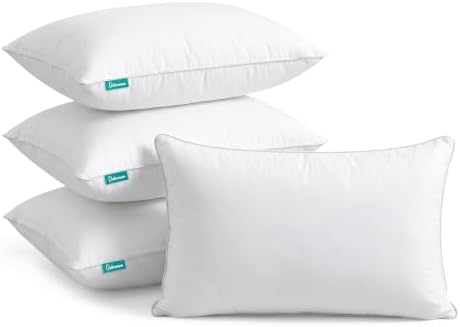 Oubonun 12 x 20 Inches Throw Pillow Insert Pack of 4, 100% Cotton Cover Cushion by Oubonun