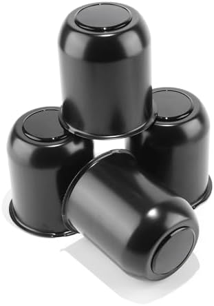 4Pcs 3.74" Stainless Trailer Wheel Center Caps, 4.33" H Matte Black - Image 2