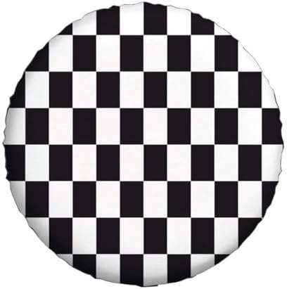 Checkered Racing Flag Spare Tire Cover Black and White Symbolic Design of End - Image 2