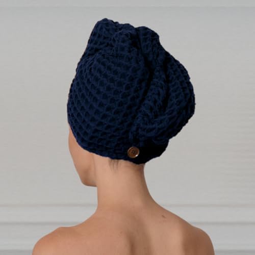 Luxury Organic Japanese Cotton Hair Drying Waffle Towel Wrap - Image 3