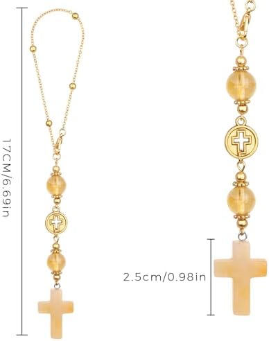 Citrine Cross Car Hanging Ornament - Image 3