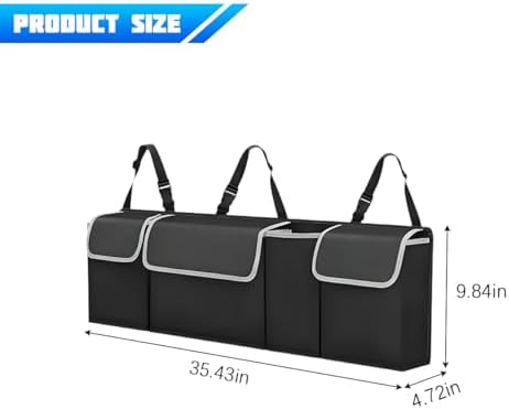 Car Trunk Organizer with Lid, Large Waterproof Vehicle Backseat Hanging Storage - Image 2