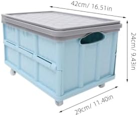 Collapsible Storage Bin with Wheels and Lids Stackable Folding Storage Box - Image 7