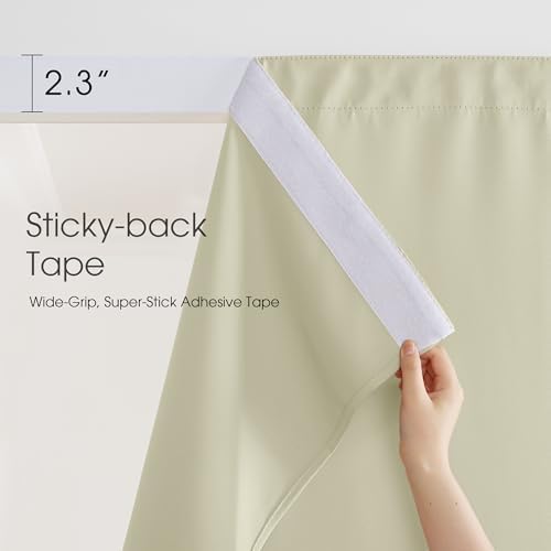 NICETOWN Outdoor Curtains Windproof Adhesive Top W66xL90 Light Beige - Image 2