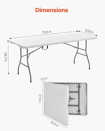 VEVOR Folding Table, Heavy Duty Portable Fold-in-Half Utility Table, Indoor - Image 3
