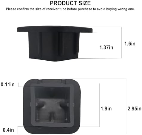2 Inch Trailer Hitch Cover Black Rubber Tow Receiver Tube Plug Cap Fits - Image 2