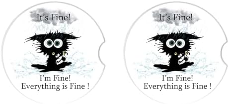 Cat hit by Lightning Absorbent Car Coasters - Image 4