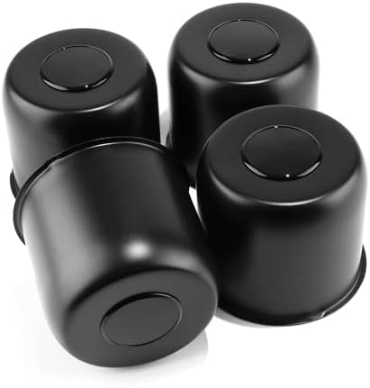 4Pcs 4.9" Stainless Trailer Wheel Center Caps, 4.47" H Matte Black by DEWFLEW