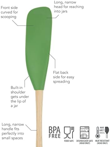 Tovolo Flex-Core Long-Handled Silicone Jar Scraper Spatula, Wood Handle - Image 2