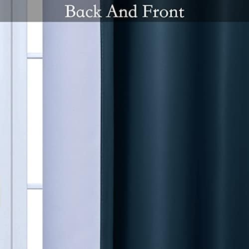 SimpleHome Ombre Gradient Navy Blue White to Gray Bedroom Curtains - Image 4