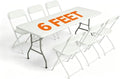 White 6 FT Folding Table and 6 Plastic Folding Chairs by WelcometoEDWINENE