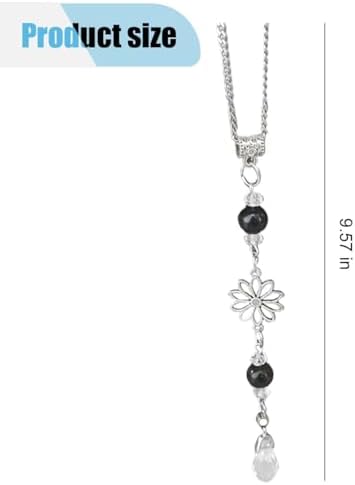 Flower Car Rear View Mirror Pendant, Bling Crystal Car Interior Decoration - Image 2