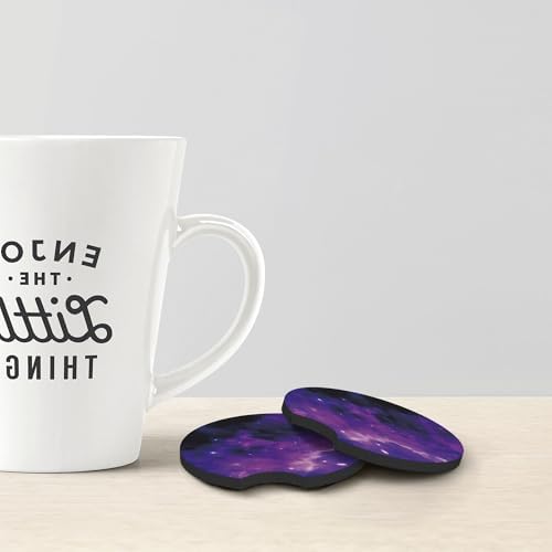 Starry Sky Purple 3Pc car Set: Steering Wheel Cover 15in + 2 Cup Coasters - Image 7