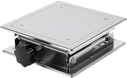 Stainless Steel Scissor Jack, 200x200mm Platform - 15kg Capacity Adjustable Lift by Unknown