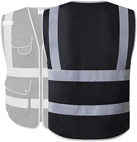 JKSafety Safety Vest for Men Women Reflective Hi Vis JK150 Black 3XL - Image 5