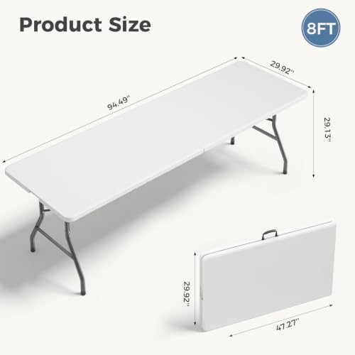 DUMOS 8 FT Folding Picnic Table, Portable Plastic Table - Image 3