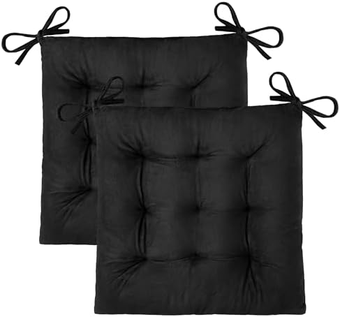 OVOV 2 Pack Chair Cushions for Dining Chairs 15.5"x15.5" Black by OVOV