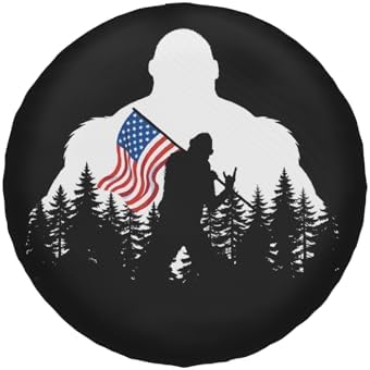 American Flag Spare Tire Cover Bigfoot Hiking Wheel Covers 14 Inch - Image 2