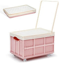 Collapsible Storage Bins with Lids And Wheels, Stackable Folding Storage Boxes by Healvian