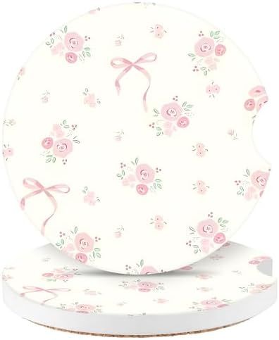 Vintage Flowers Car Coasters, Absorbent 2 Pack by Watbro