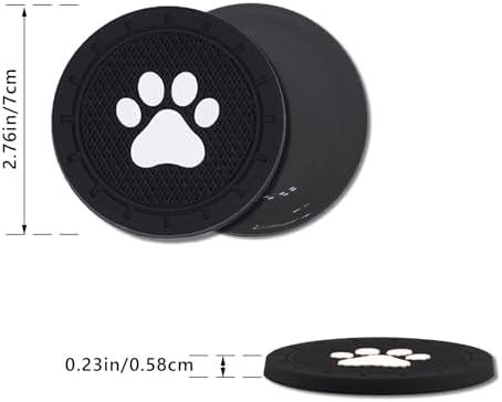 4 Pack Car Cup Holder Coasters, Dog Paw Insert Car Cup Coaster, 2.75 Inch Anti - Image 2