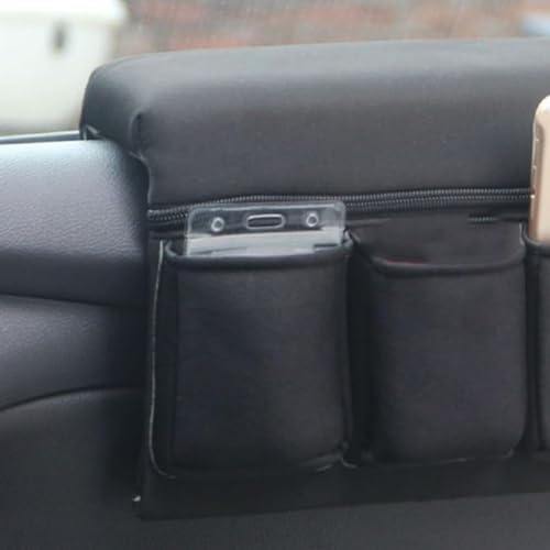 Car Door Side Storage Pocket: Leather Window Armrest Bag Black Car Door Window - Image 6