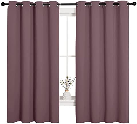NICETOWN Bedroom Blackout Curtain Panels 1 Pair 55 by 68-inch Dry Rose - Image 2