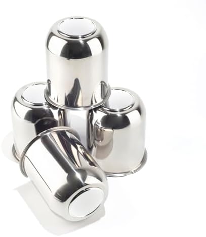 4Pcs 3.74" Stainless Trailer Wheel Center Caps, 4.33" H Chrome - Image 2