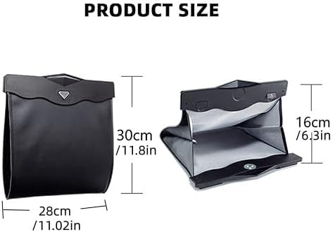 Car Leather Trash Bag Smart LED Waterproof Organizer Storage Garbage Can - Image 4