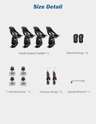 JOYTUTUS T-Slot Kayak Roof Rack Saddles, Only Fits - Image 5