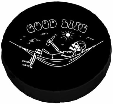Skeleton in Hammock Spare Tire Cover Beautiful Life White Black Background - Image 3