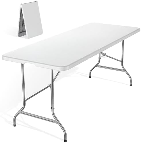 DUMOS 6 FT Folding Picnic Table, Portable Plastic Table by DumosLifestyle