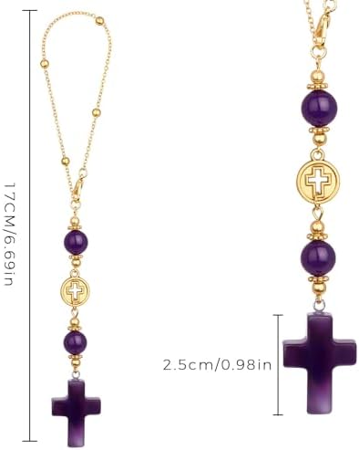 Amethyst Cross Car Hanging Ornament - Image 3